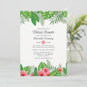 熱帯ルアウ(ハワイ式宴会)バーチャルブライダルまたはベビーシャワー 招待状 (スタンド正面)