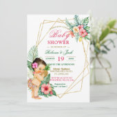 熱帯ルアウ(ハワイ式宴会)パイナップルガールベビーシャワー 招待状 (スタンド正面)