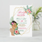 熱帯ルアウ(ハワイ式宴会)パイナップルガールベビーシャワー 招待状 (スタンド正面)