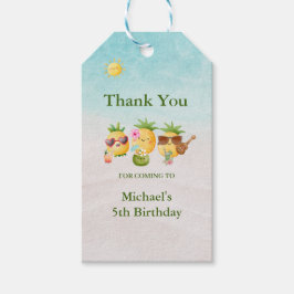 熱帯ルアウ（ハワイ式宴会）パイナップルビーチ誕生日 ギフトタグ