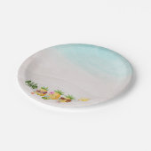 熱帯ルアウ(ハワイ式宴会)パイナップルビーチ誕生日 ペーパープレート (アングル)