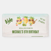 熱帯ルアウ(ハワイ式宴会)パイナップルビーチ誕生日 横断幕 (横)