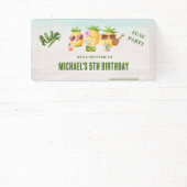 熱帯ルアウ（ハワイ式宴会）パイナップルビーチ誕生日 横断幕 (インサイチュ)