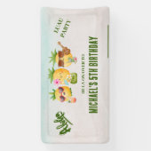 熱帯ルアウ(ハワイ式宴会)パイナップルビーチ誕生日 横断幕 (縦)