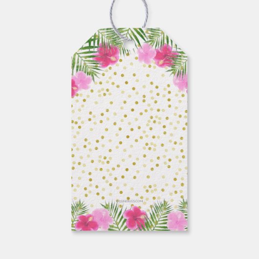 熱帯ルアウ(ハワイ式宴会)パイナップルフラミンゴ誕生日 ギフトタグ (裏面)