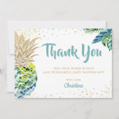 熱帯ルアウ（ハワイ式宴会）パイナップルベビーシャワーありがとう サンキューカード (正面)