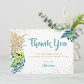 熱帯ルアウ（ハワイ式宴会）パイナップルベビーシャワーありがとう サンキューカード (スタンド正面)