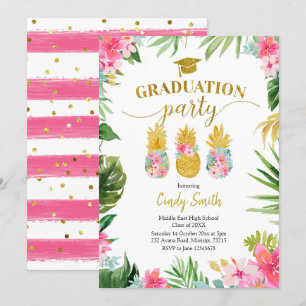 熱帯ルアウ（ハワイ式宴会）パイナップル卒業招待状 招待状