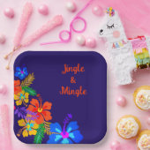 熱帯ルアウ(ハワイ式宴会)パーティーハイビスカスカスタム文言 ペーパープレート (パーティー)