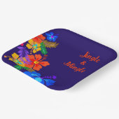 熱帯ルアウ(ハワイ式宴会)パーティーハイビスカスカスタム文言 ペーパープレート (傾斜あり)