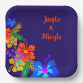 熱帯ルアウ(ハワイ式宴会)パーティーハイビスカスカスタム文言 ペーパープレート (正面)