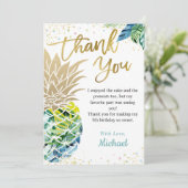 熱帯ルアウ(ハワイ式宴会)パーティーパイナップルビーチ誕生日 サンキューカード (スタンド正面)