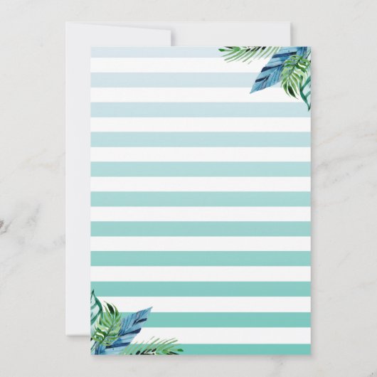 熱帯ルアウ(ハワイ式宴会)パーティーパイナップルビーチ誕生日 サンキューカード (裏面)