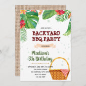 熱帯ルアウ（ハワイ式宴会）ピクニックテーマ 招待状 (正面/裏面)