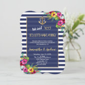 熱帯ルアウ（ハワイ式宴会）フローラネイビストライプー招待状I DO BBQ 招待状 (スタンド正面)