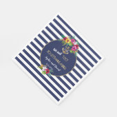 熱帯ルアウ(ハワイ式宴会)フローラネイビストライプーI DO BBQ スタンダードランチョンナプキン (角)