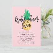 熱帯ルアウ（ハワイ式宴会）ブライダルシャワーへの招待（ピンク） 招待状 (スタンド正面)