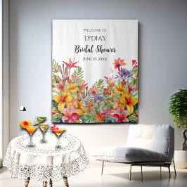 熱帯ルアウ（ハワイ式宴会）ブライダルシャワーウェルカムバックドロップ タペストリー