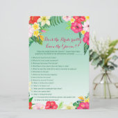 熱帯ルアウ（ハワイ式宴会）ブライダルシャワーゲームプリント (スタンド正面)