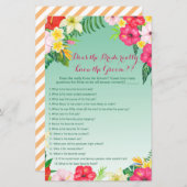 熱帯ルアウ（ハワイ式宴会）ブライダルシャワーゲームプリント (正面/裏面)