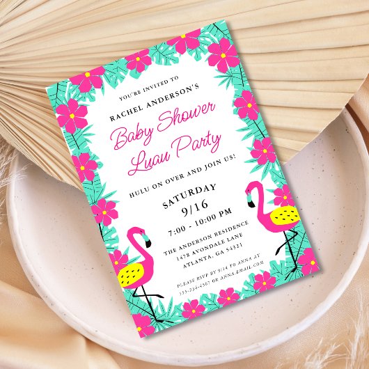 熱帯ルアウ(ハワイ式宴会)ベビーシャワー 招待状