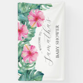 熱帯ルアウ(ハワイ式宴会)ベビーシャワー 横断幕 (縦)