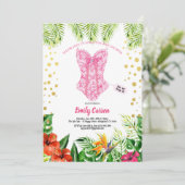 熱帯ルアウ(ハワイ式宴会)ランジェリーシャワーブライダルプールパーティー 招待状 (スタンド正面)