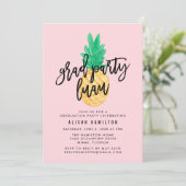 熱帯ルアウ(ハワイ式宴会)卒業パーティー招待状inピンク 招待状 (スタンド正面)