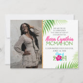 熱帯ルアウ(ハワイ式宴会)卒業2写真のお知らせ 招待状 (正面)