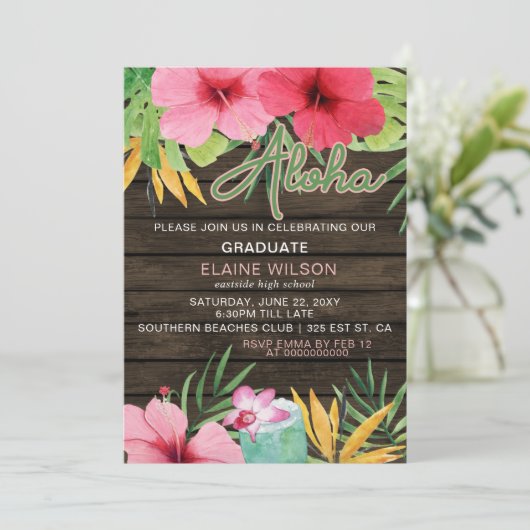 熱帯ルアウ(ハワイ式宴会)卒業 招待状 (スタンド正面)