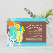 熱帯ルアウ(ハワイ式宴会)引っ越し祝いパーティーパーティの招待状 招待状 (スタンド正面)