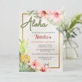 熱帯ルアウ(ハワイ式宴会)成人誕生日パーティー 招待状 (スタンド正面)
