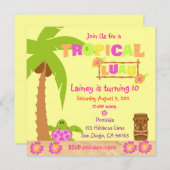 熱帯ルアウ（ハワイ式宴会）招待状 招待状 (正面/裏面)