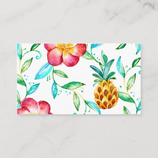 熱帯ルアウ（ハワイ式宴会）水彩グリッターおむつラッフル エンクロージャーカード (裏面)