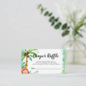 熱帯ルアウ（ハワイ式宴会）水彩グリッターおむつラッフル エンクロージャーカード (スタンド正面)