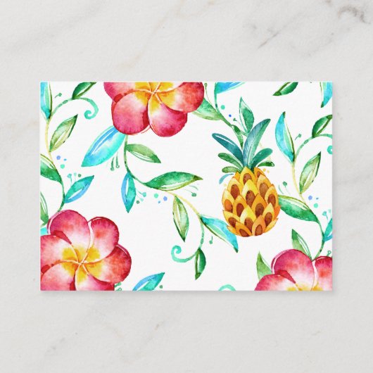 熱帯ルアウ（ハワイ式宴会）水彩グリッターブックベビー エンクロージャーカード (裏面)