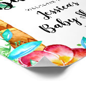 熱帯ルアウ(ハワイ式宴会)水彩フェイクグリッターベビーシャワー ポスター (角)