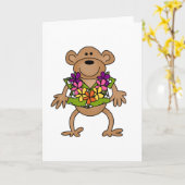 熱帯ルアウ（ハワイ式宴会）猿 カード (黄色い花)