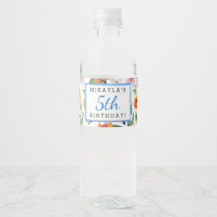 熱帯ルアウ(ハワイ式宴会)誕生日ウォーターボトルラベル ペットボトルラベル
