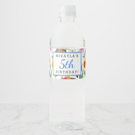 熱帯ルアウ(ハワイ式宴会)誕生日ウォーターボトルラベル ペットボトルラベル (正面)