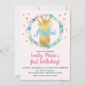 熱帯ルアウ(ハワイ式宴会)誕生日招待状又はAnyイベント 招待状 (正面)