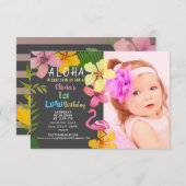 熱帯ルアウ(ハワイ式宴会)誕生日招待状 招待状 (正面/裏面)