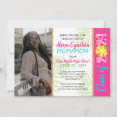 熱帯ルアウ(ハワイ式宴会)3写真卒業のお知らせ 招待状 (正面)