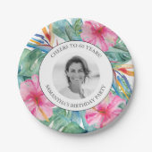 熱帯ルアウ（ハワイ式宴会）60歳の誕生日プレート ペーパープレート (正面)