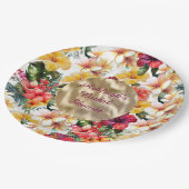 熱帯レッドイエローハイビスカスフラワーズブライダルシャワー ペーパープレート (アングル)