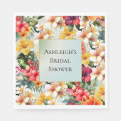 熱帯レッドホワイトイエローハイビスカスフローラ スタンダードランチョンナプキン (正面)