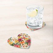 熱帯レッドホワイトイエローハイビスカスフローラ ペーパーコースター (インサイチュ)