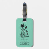 熱帯レトロのハワイのフラ女の子のやし一突き色 ラゲッジタグ (裏面縦)