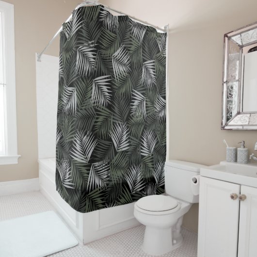 熱帯レトロナイトパターン#2 #palms #decor #art シャワーカーテン (インサイチュ)