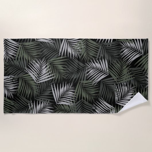 熱帯レトロナイトパターン#2 #palms #decor #art ビーチタオル (正面)